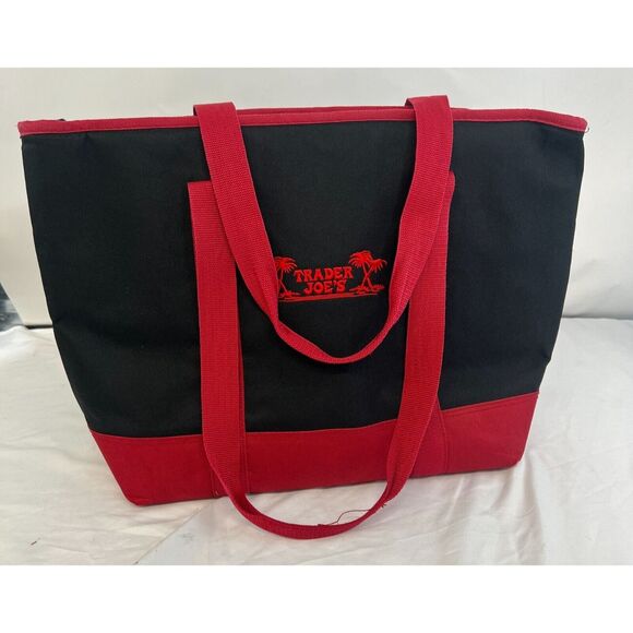 Trader Joes Insulated Cooler Bag Red & Black Large Reusable Eco-Friendly - Picture 1 of 10